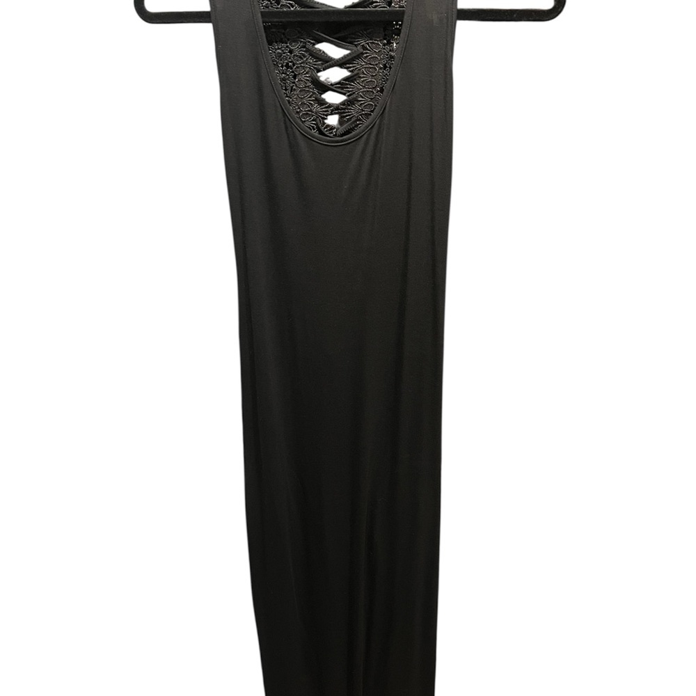 Tobi Black Lace-Up back maxi dress